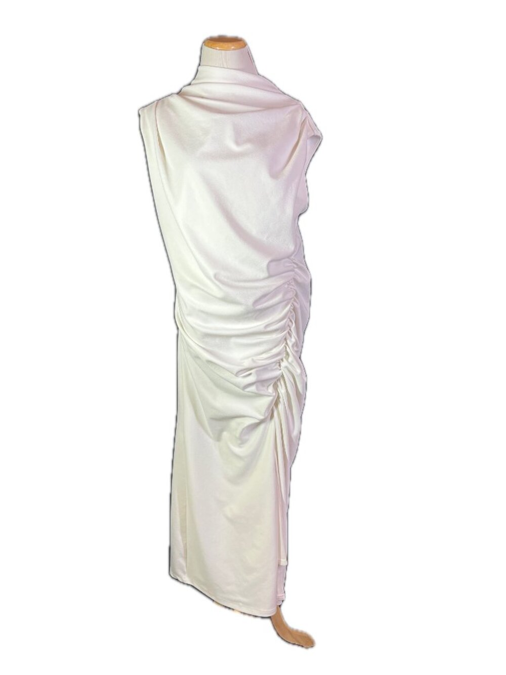 by Anthropologie Plus Size 1X White Sleeveless Stretch Gown Ruched